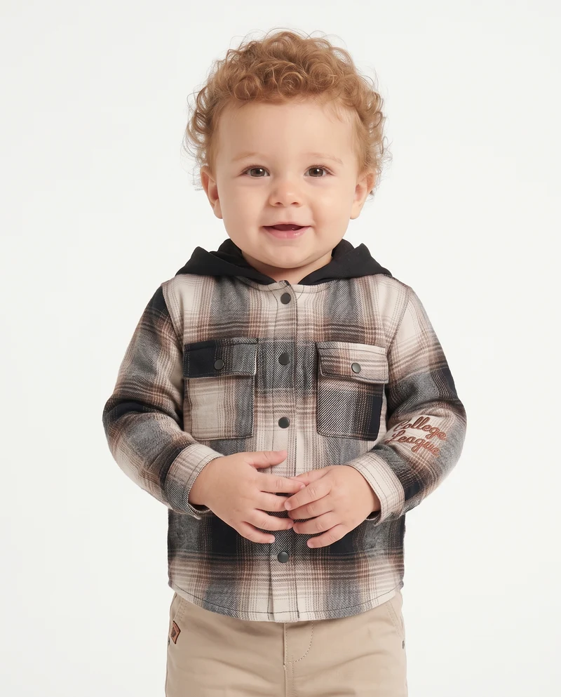 Camicia flanella a quadri con cappuccio - Fantasia