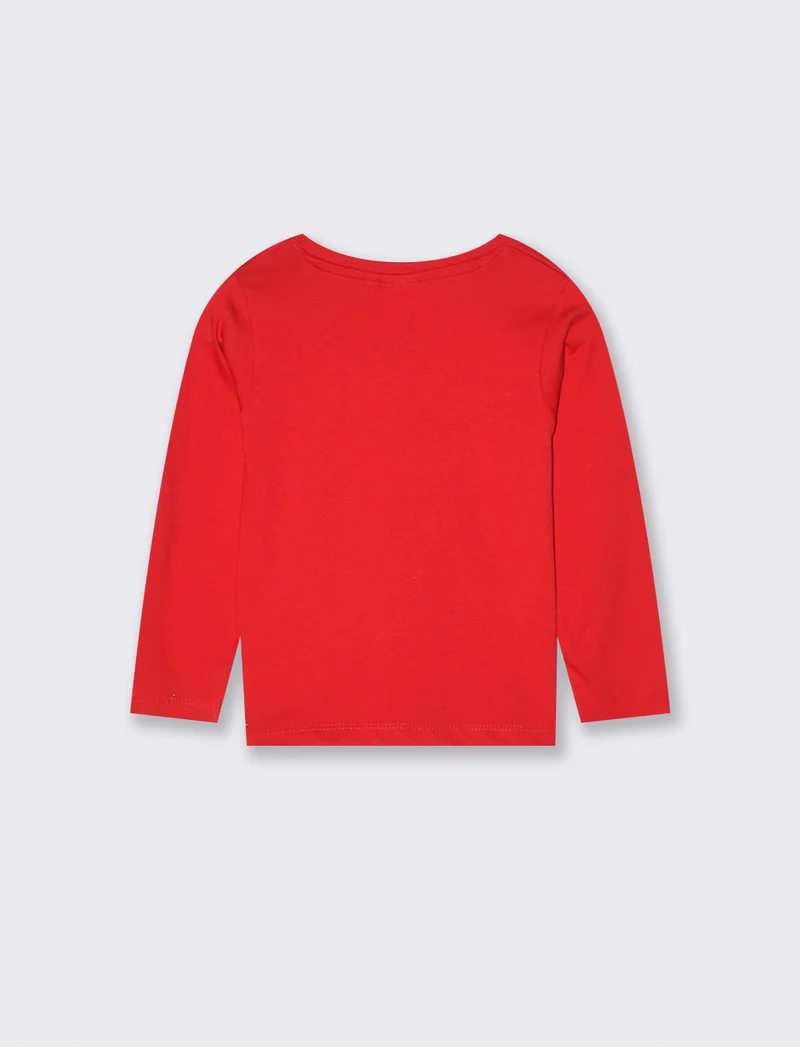 T shirt natalizia Topolino manica lunga - Rosso