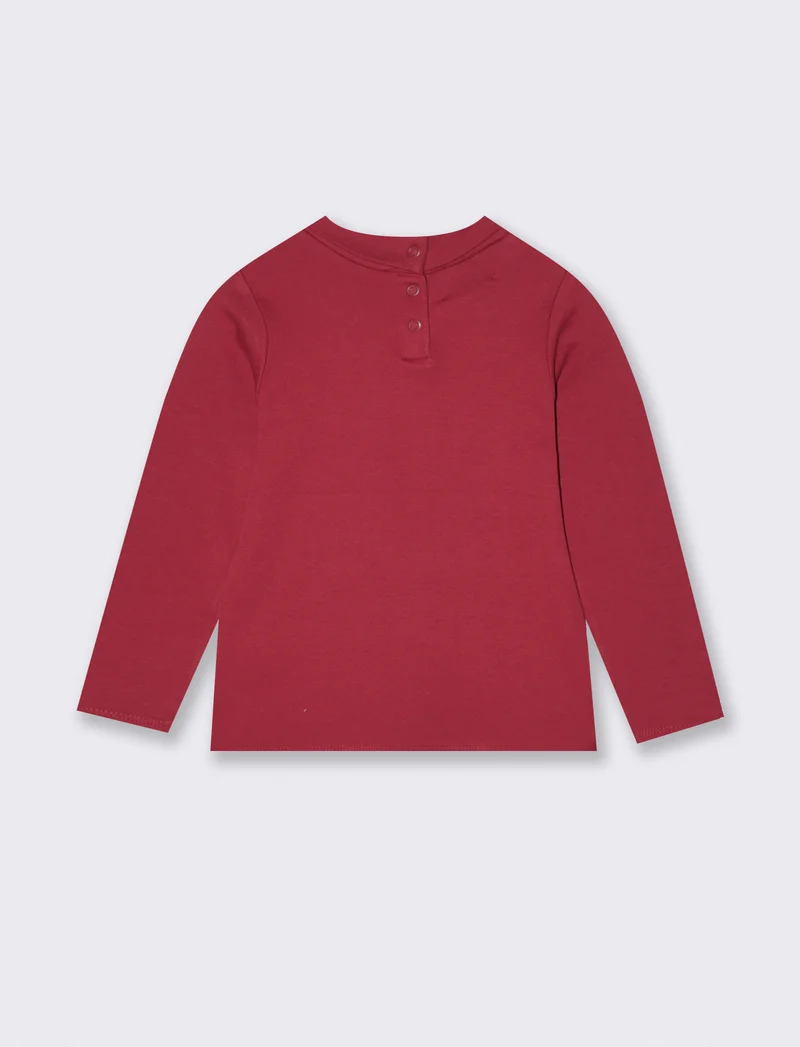 T-shirt basica collo alto manica lunga - Bordeaux