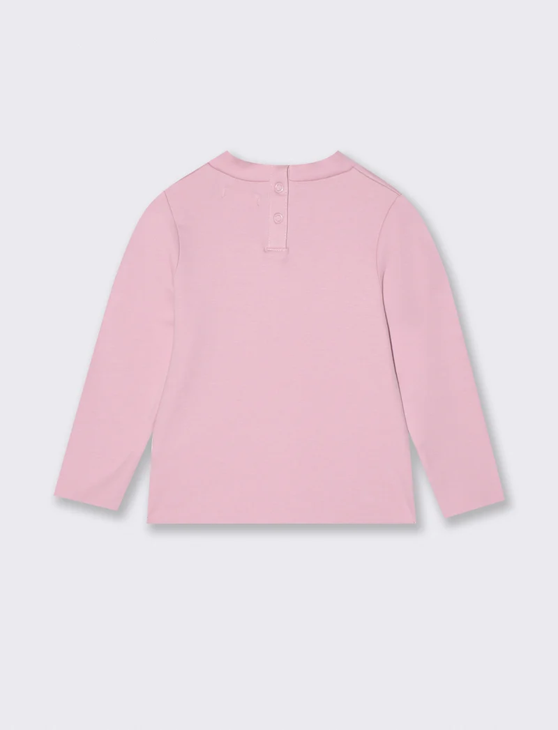 T-shirt collo alto manica lunga interlock - Rosa polvere