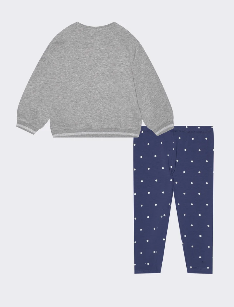 Set due pezzi con pantaloni stampati - Grigio mel.
