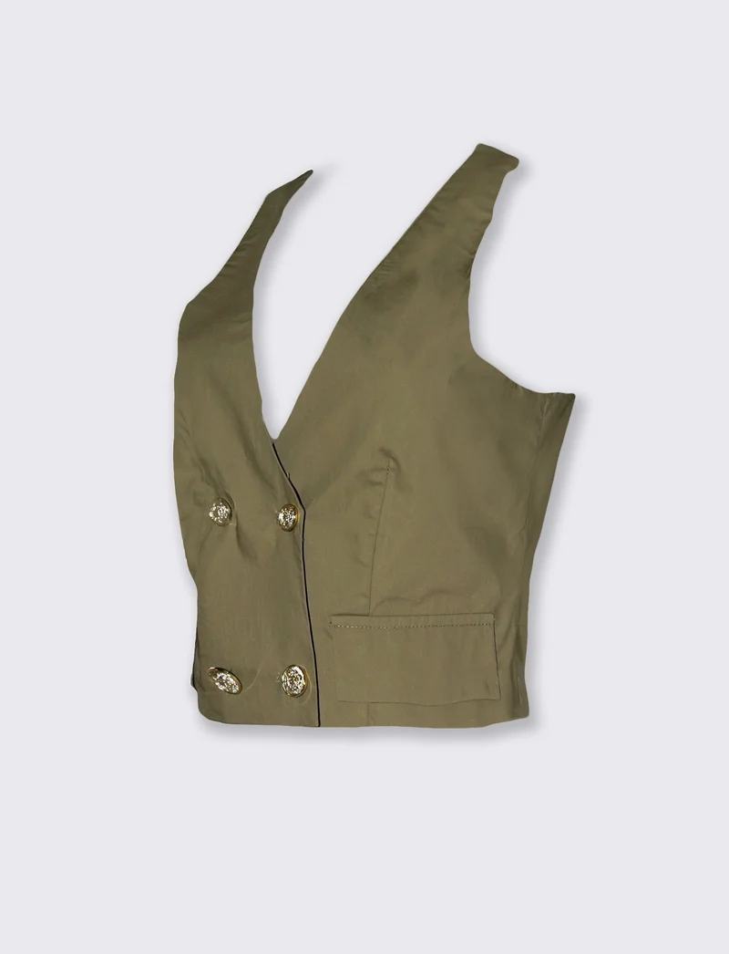 Top crop donna con tasche e bottoni - Ve.milit.