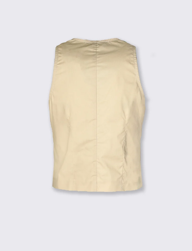 Top crop donna con tasche e bottoni - Beige corda
