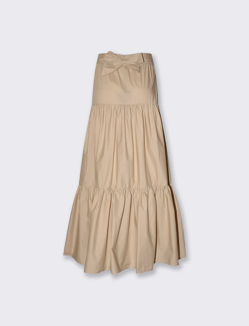 Gonna lunga con balze per ogni occasione - Beige corda