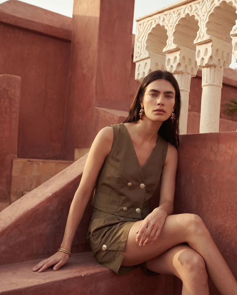 Shorts donna vita alta con bottoni - Ve.milit.