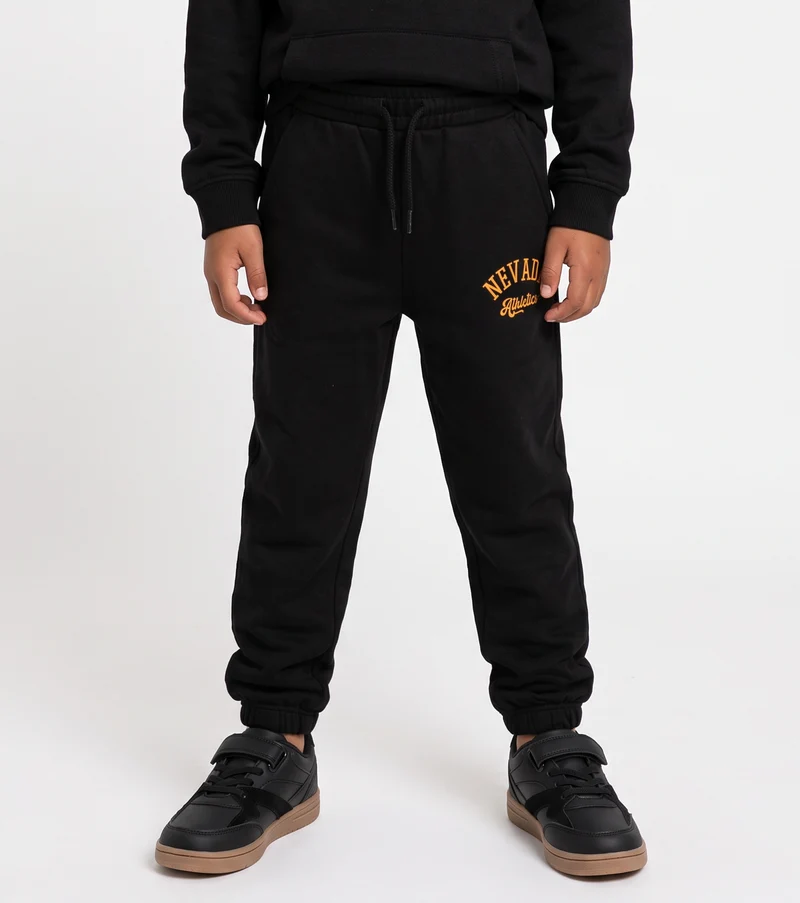 Jogger in felpa con stampa college - Nero