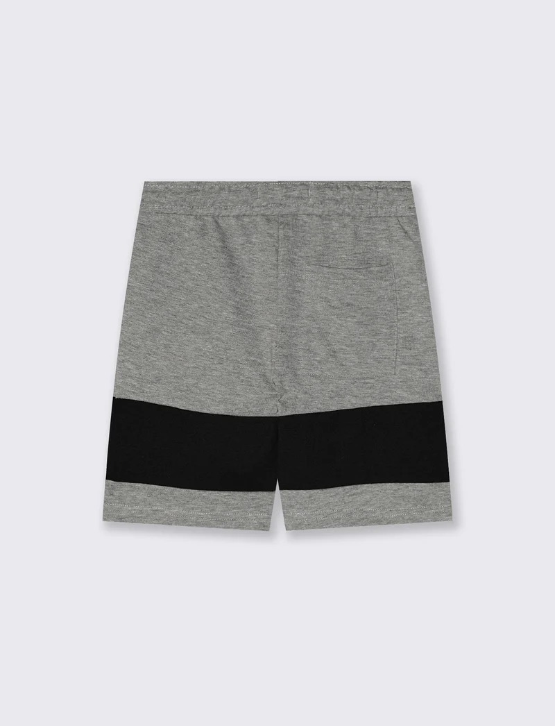 Bermuda in felpa con inserti a contrasto - Grigio mel.