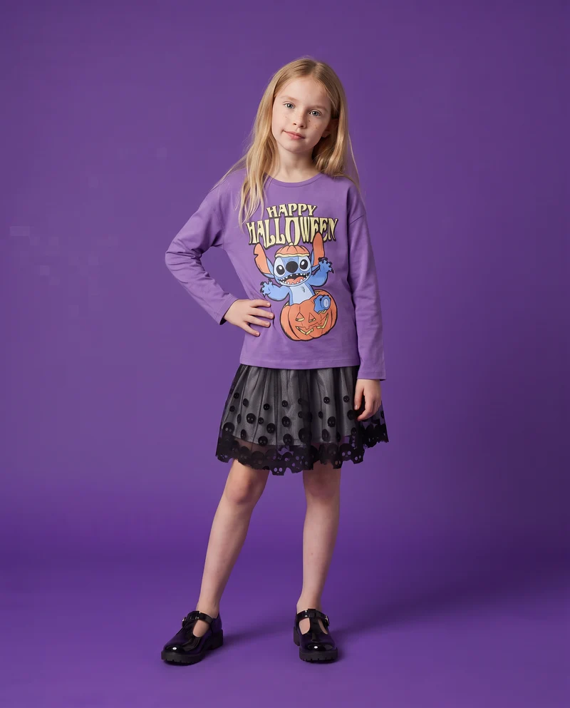 T-shirt manica lunga Halloween Stitch Disney - Viola