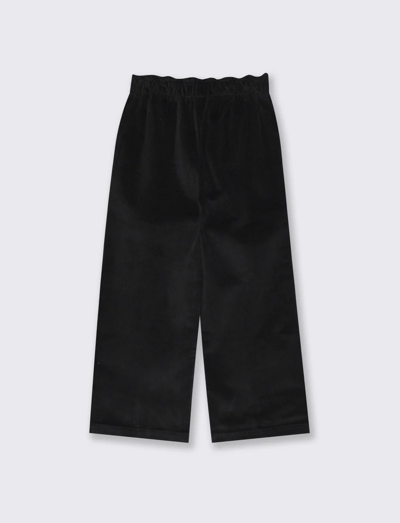 Pantaloni in velluto elastico gamba larga - Nero