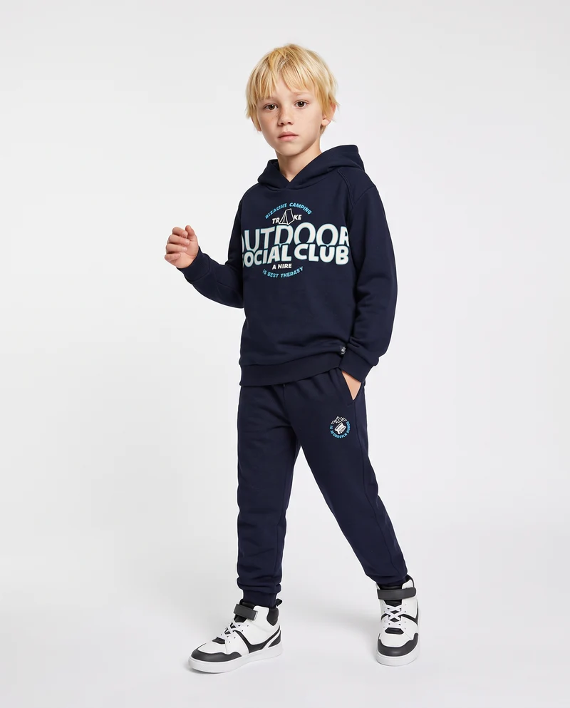 Jogger in felpa con stampa e tasche - Blu