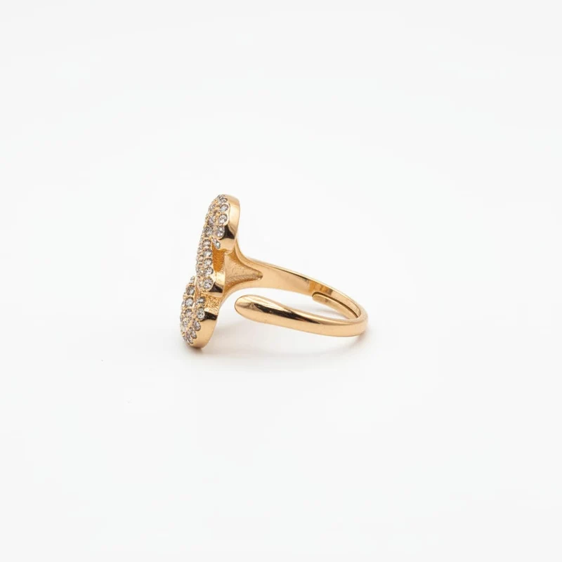Anello lettera con strass regolabile - Var 7