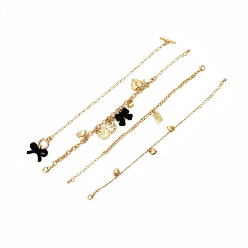 Collana 3 Fili con Fiocchi in Velluto - Nero