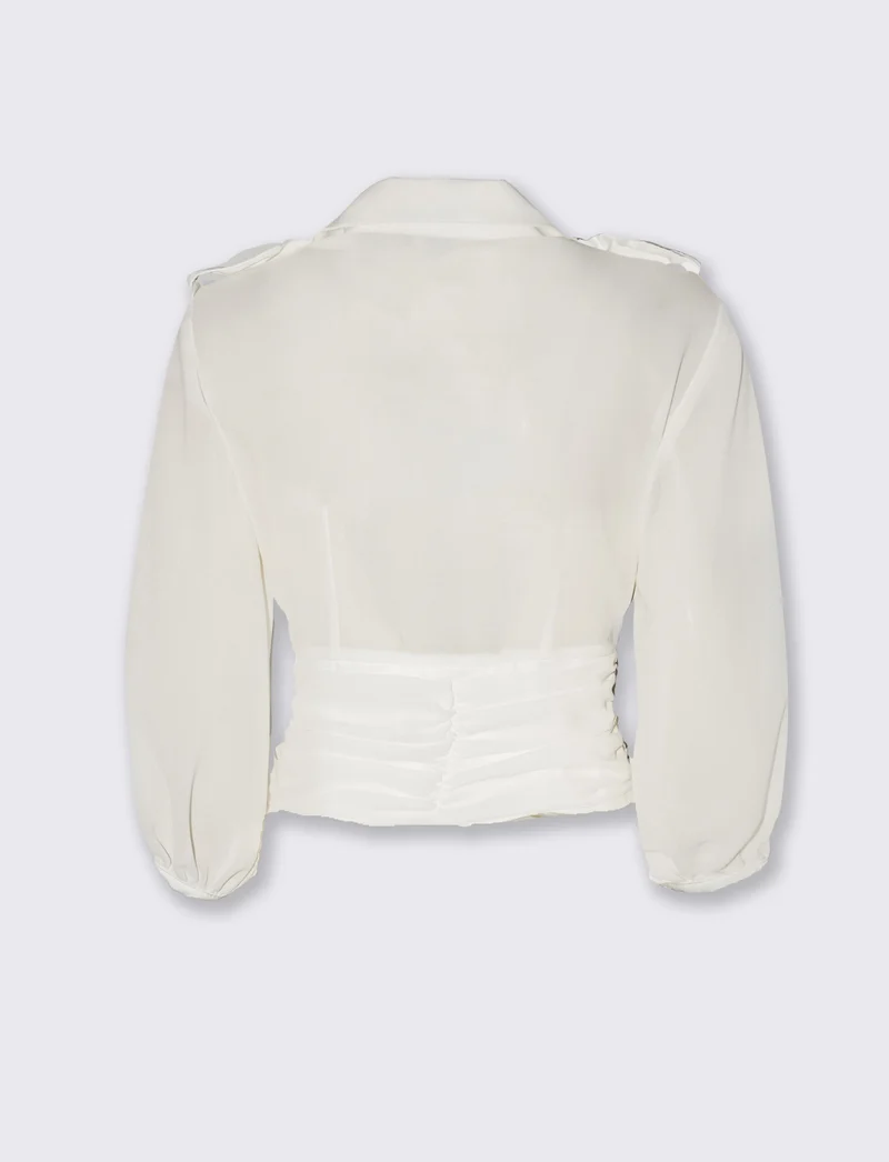 Casacca incrociata donna con dettagli - Bianco