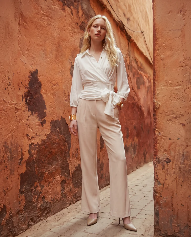 Casacca incrociata donna con dettagli - Bianco