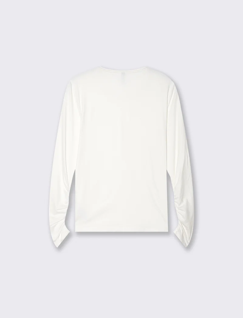T-shirt basica manica lunga slim fit - Avorio