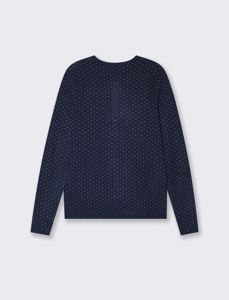 Cardigan girocollo con pois in lurex - Blu