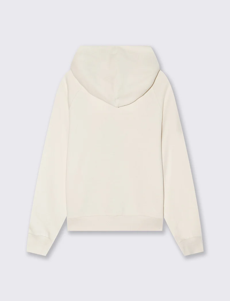 Felpa con cappuccio e zip ampia - Avorio