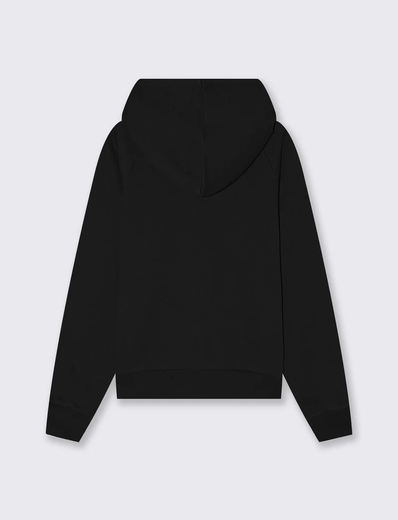 Felpa con cappuccio e zip ampia - Nero