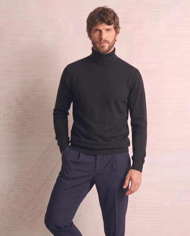 Maglia Dolcevita Soft Touch Basic Regular Fit - Blu