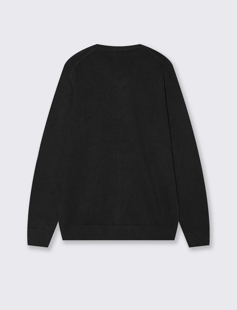 Maglia V Basic in Filato Comfort - Nero