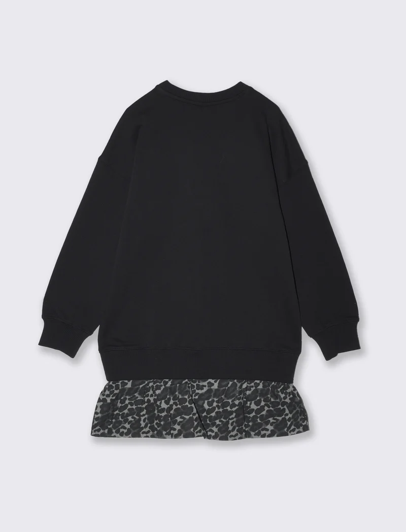 Abito in felpa con rouches decorative - Nero