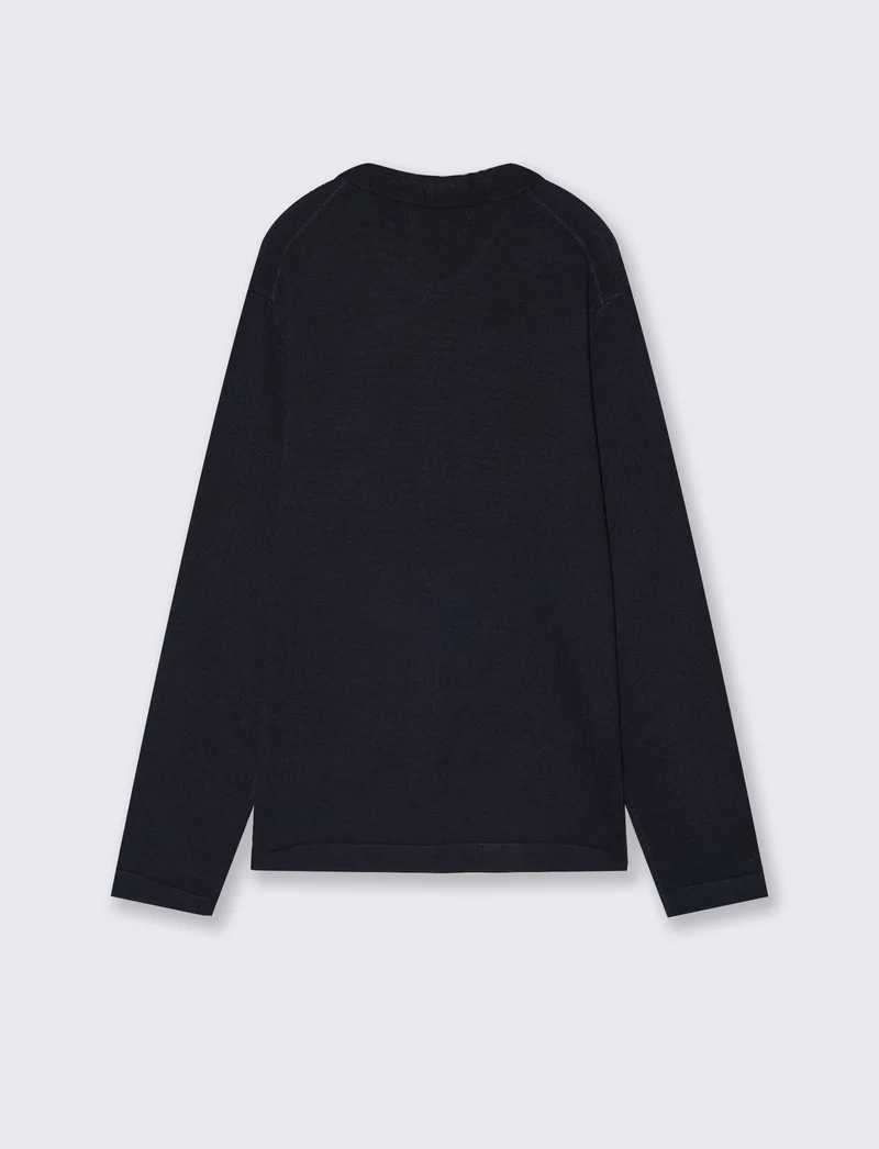 Maglia polo cardigan in misto viscosa - Blu