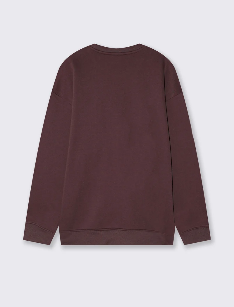 Felpa girocollo relaxed fit in cotone - Bordeaux