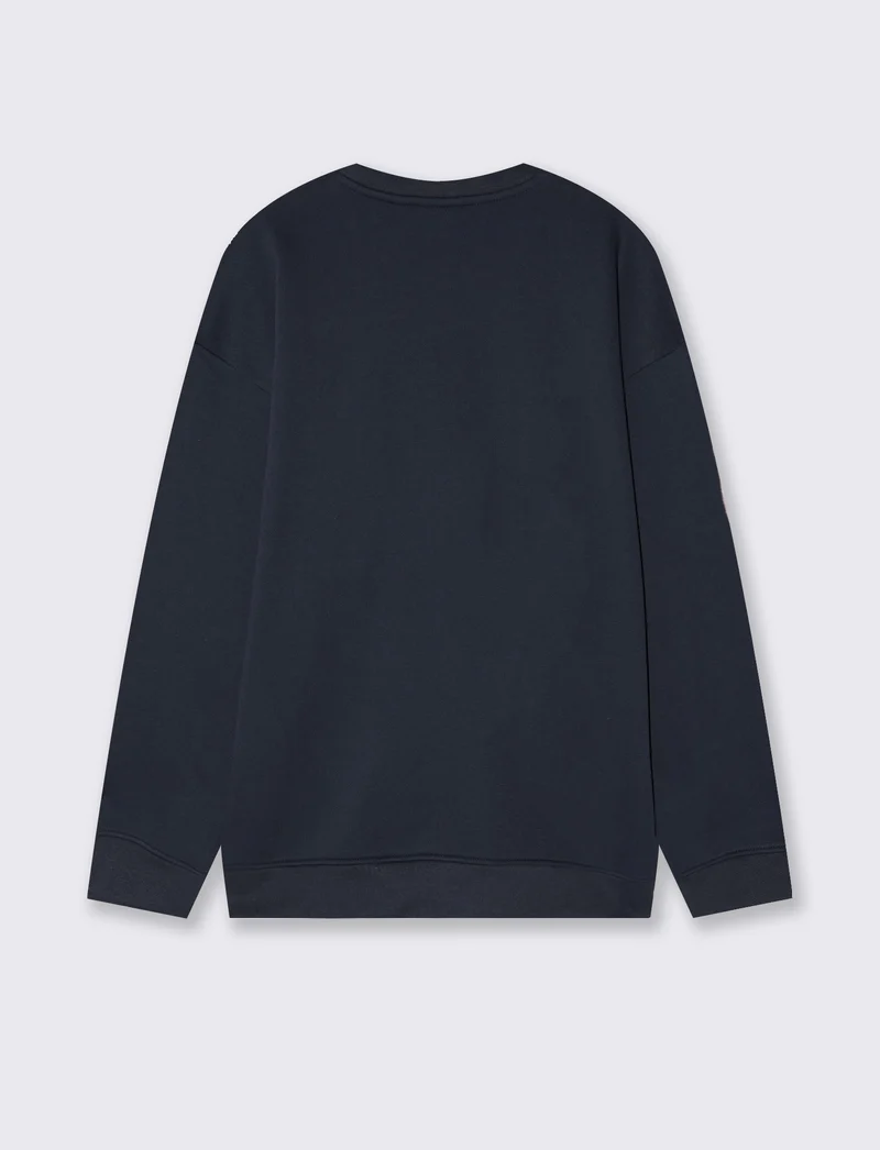 Felpa girocollo relaxed fit in cotone - Blu