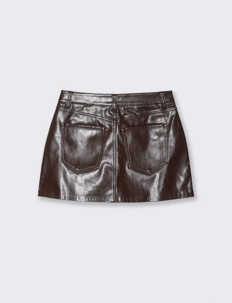 Minigonna in ecopelle cinque tasche - Moro
