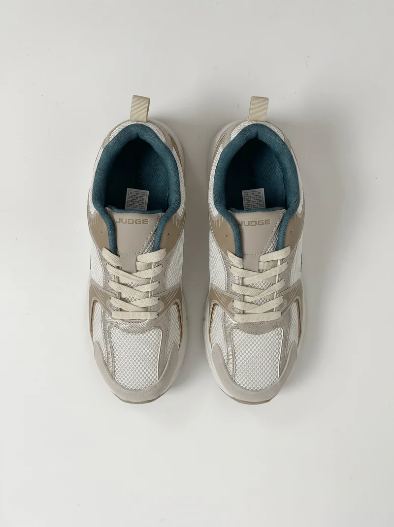 Sneakers in tessuto tecnico a contrasto - Beige