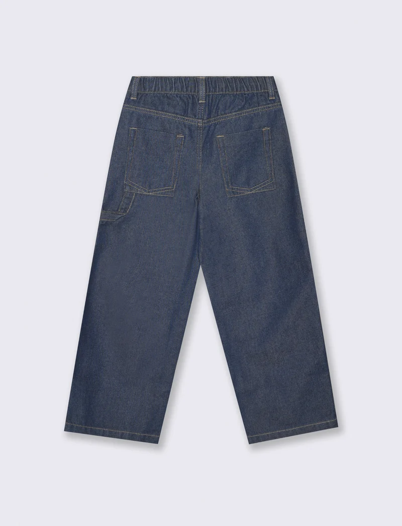 Jeans wide leg con maxi toppe retrò - DENIM SCURO