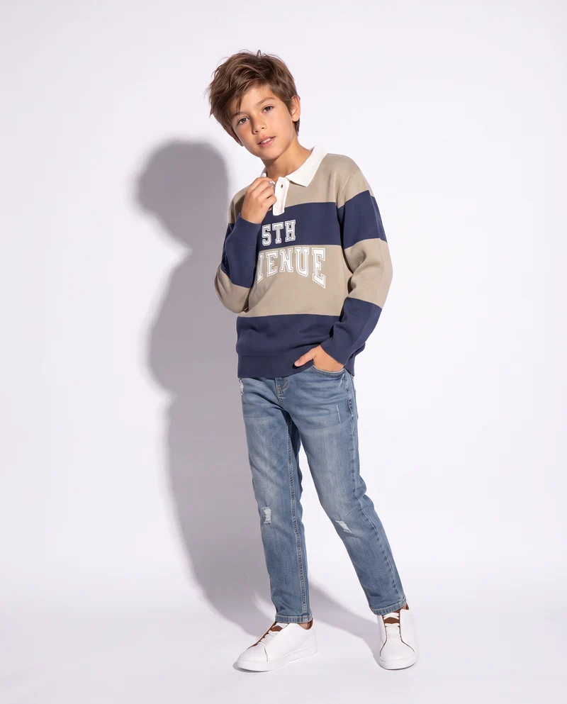 Maglioncino polo rigato oversize sportivo - Righe
