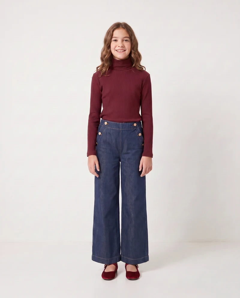 Jeans gamba ampia in denim rock - Denim