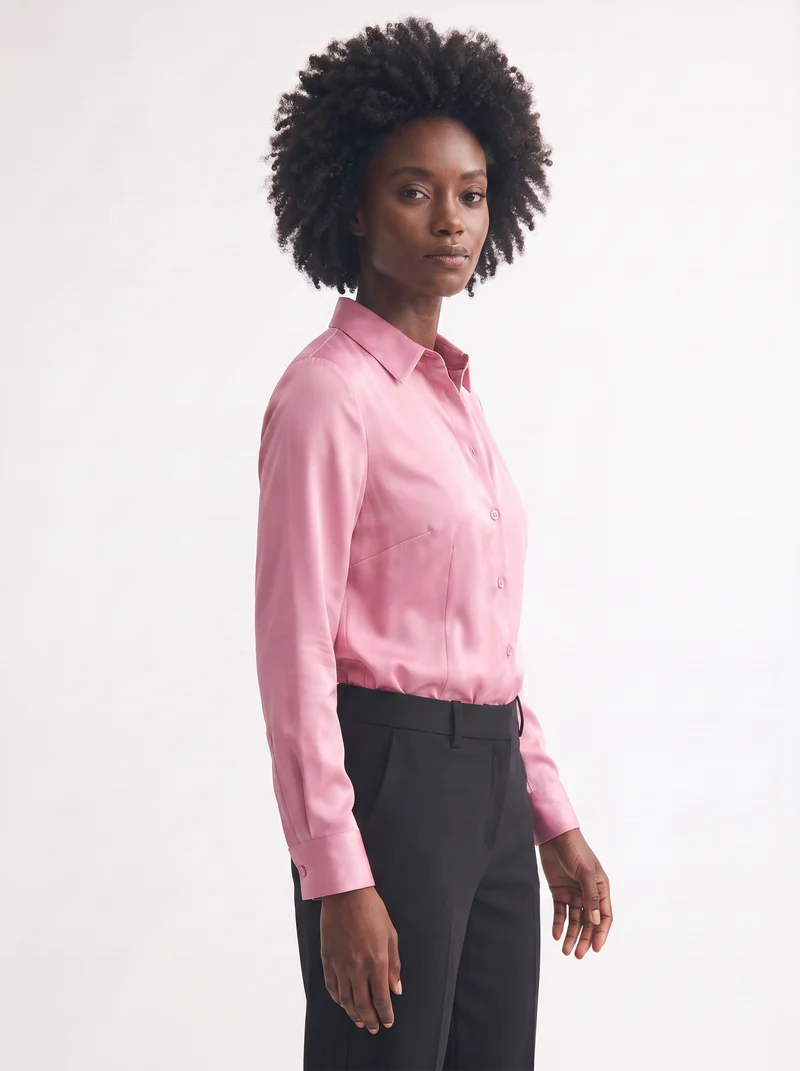 Camicia slim manica lunga elegante - Rosa