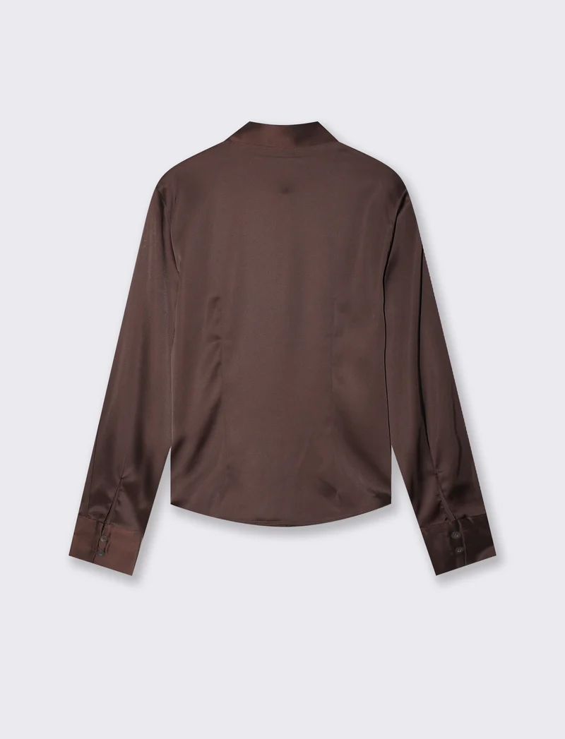 Camicia slim manica lunga elegante - Moro