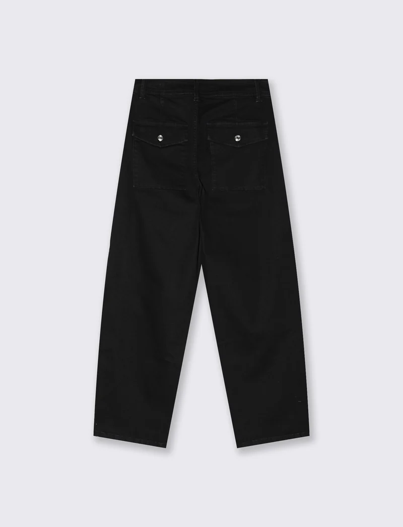 Jeans barrel a vita media alta - Nero