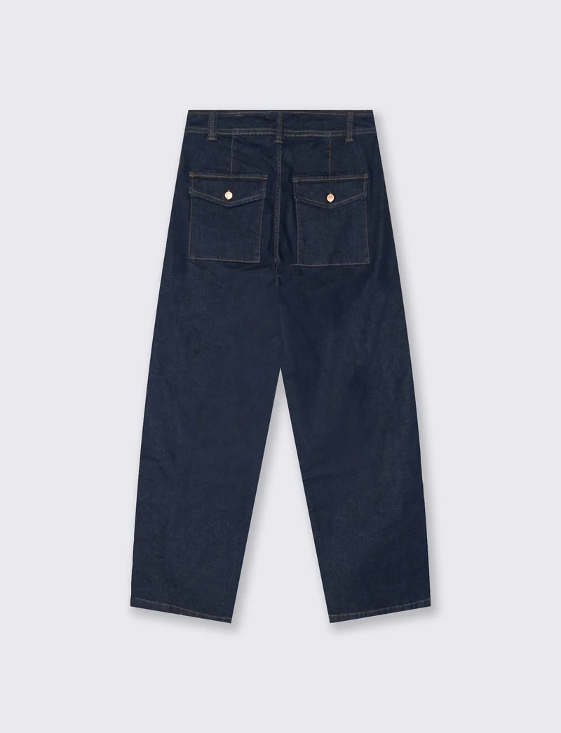Jeans barrel a vita media alta - DENIM SCURO