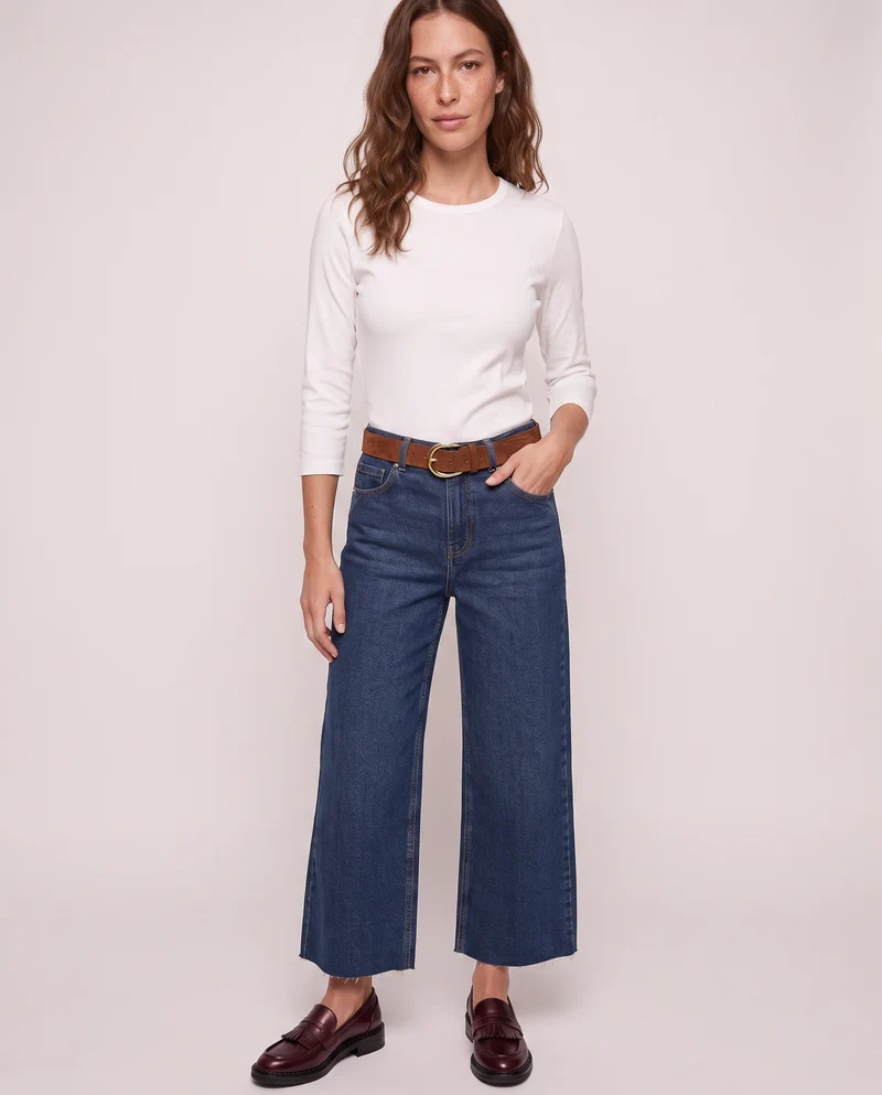 Jeans coulotte wide leg eleganti e versatili - DENIM SCURO