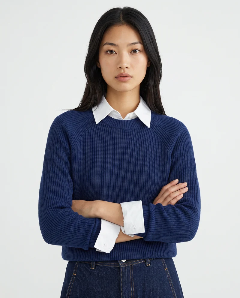 Maglia manica lunga girocollo versatile - Bluette