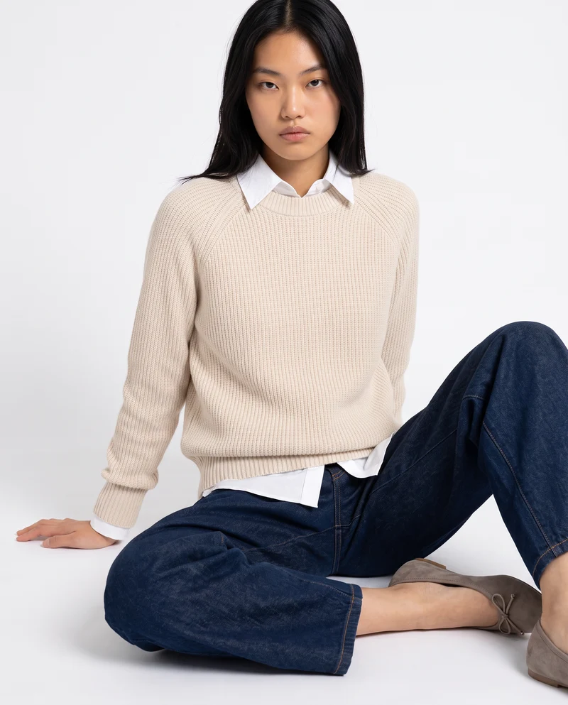 Maglia manica lunga girocollo versatile - Avorio