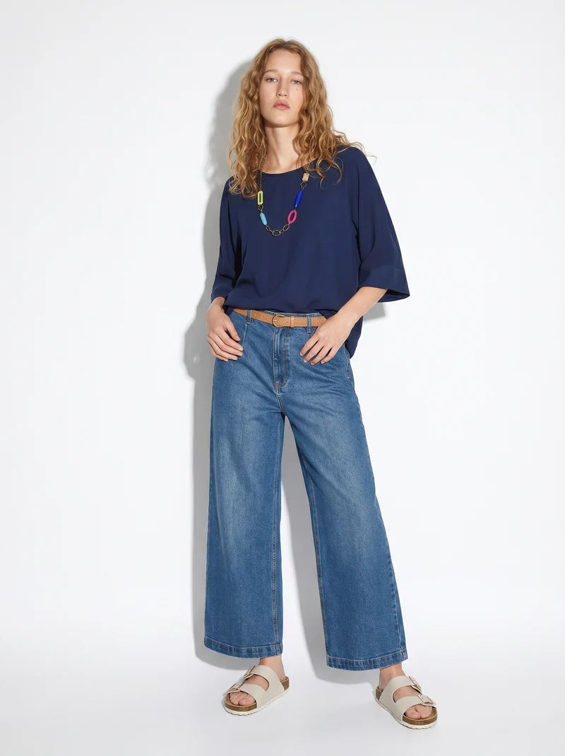 Casacca manica a tre quarti donna morbida - Blu