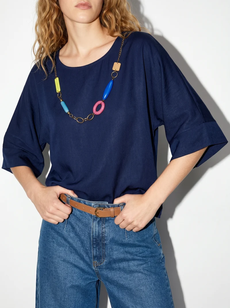 Casacca manica a tre quarti donna morbida - Blu