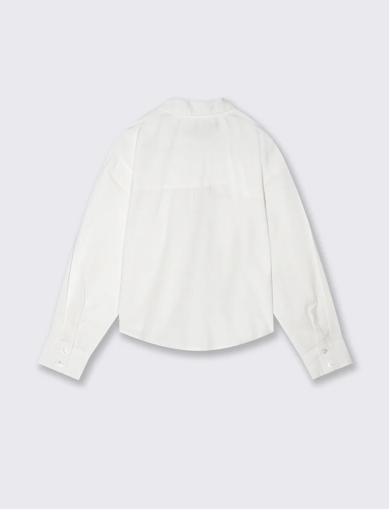 Camicia manica lunga con fiori e perline - Bianco latte