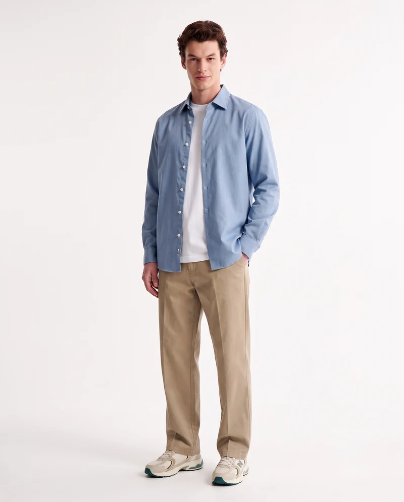 Camicia Formale Elasticizzata Regular Fit - Celeste