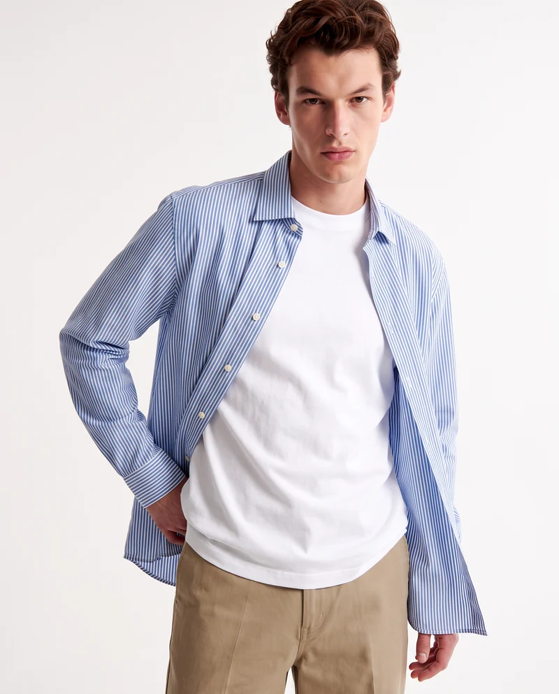 Camicia Formale Elasticizzata Regular Fit - Bluette