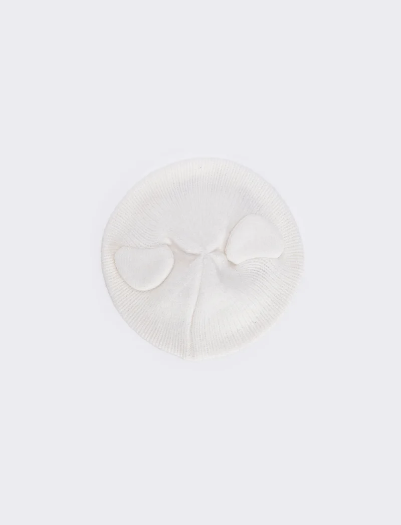 Cappello basco gattina con orecchie - Bianco