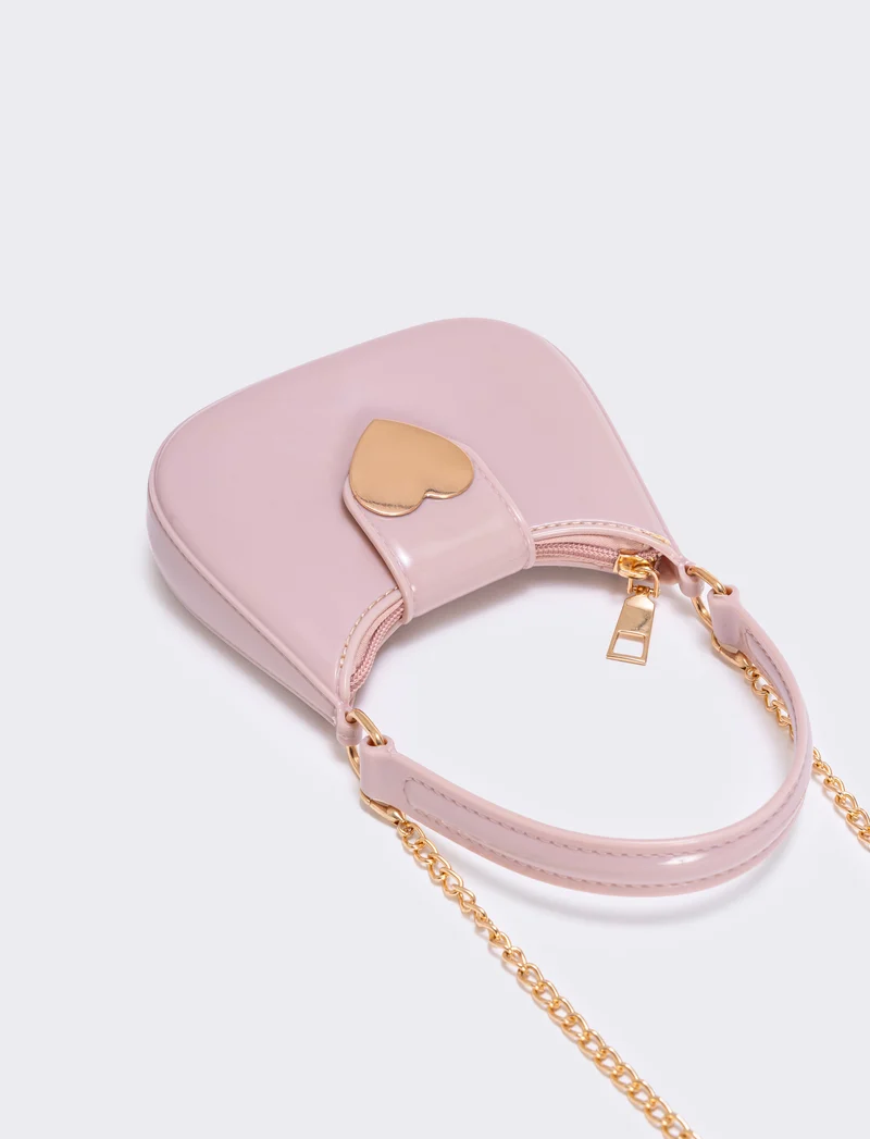Borsetta bambina con patta cuore metallo - Rosa