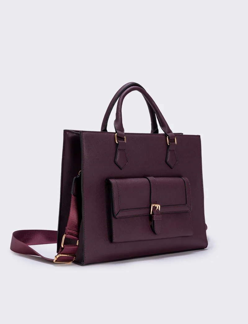 Borsa shopper grande stampa saffiano - Moro