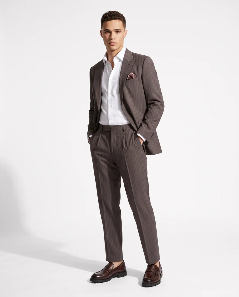 Blazer Strutturato Formale con Pochette - Moro