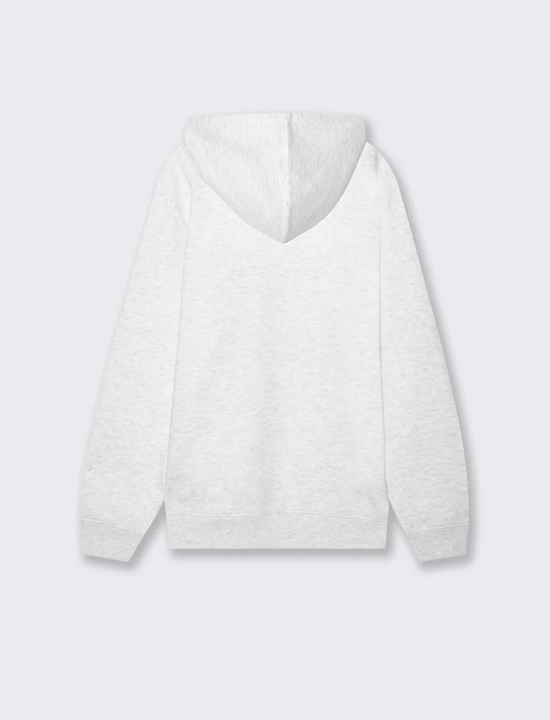 Felpa Basic con Cappuccio e Tasca Marsupio - Grigio mel.